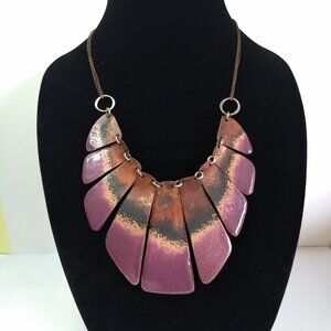 Sibilia Metal Enamel Benelux Bib Statement Necklace Anthropologie Purple Brown